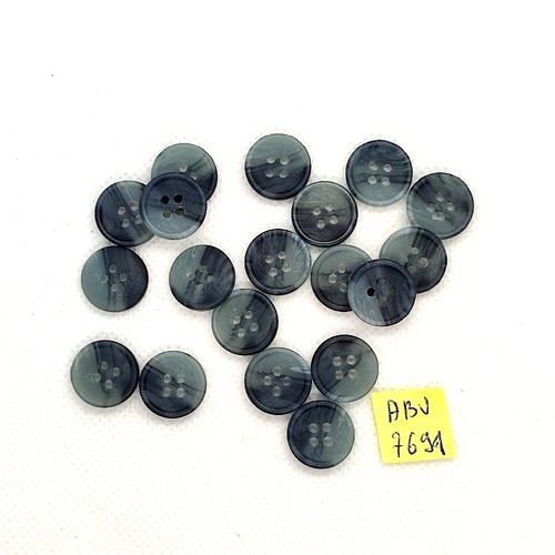 19 boutons en résine gris/bleu - 14mm - abv7691