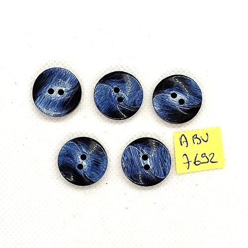 5 boutons en résine bleu - 18mm - abv7692