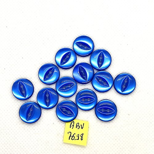 14 boutons en résine bleu - 14mm - abv7698