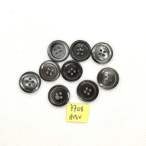 9 boutons en nacre gris - 17mm - abv7708