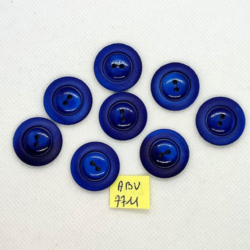 7 boutons en résine bleu - 22mm - abv7711