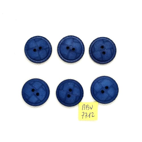 6 boutons en résine bleu - 22mm - abv7712
