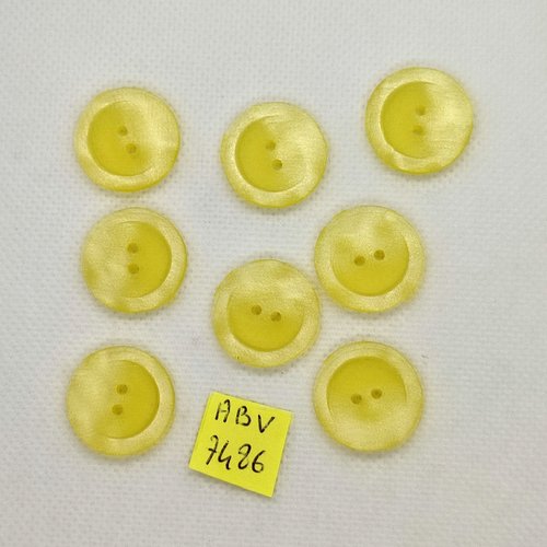 8 boutons en résine jaune - 20mm - abv7486