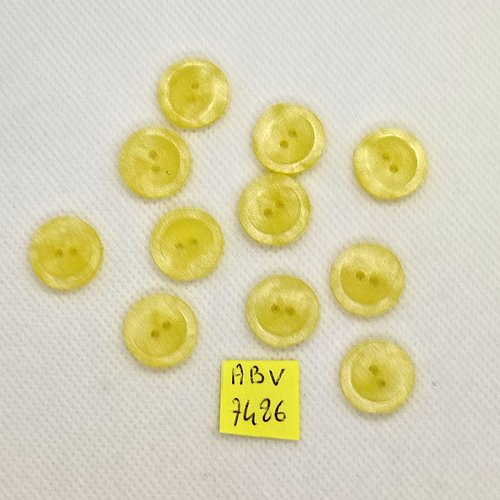 11 boutons en résine jaune - 15mm - abv7486