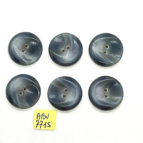 6 boutons en résine gris - 27mm - abv7715