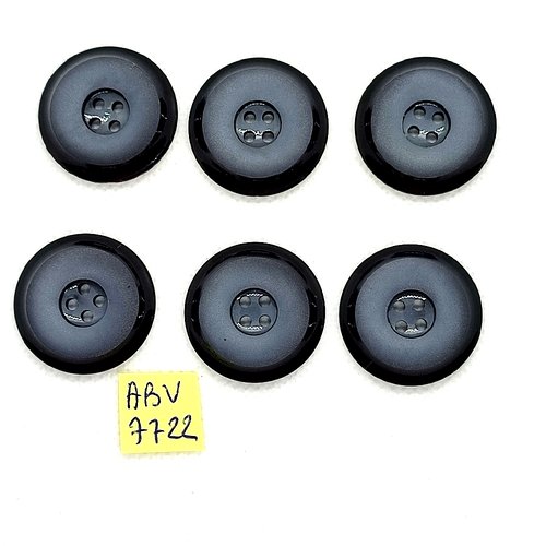 6 boutons en résine gris et noir - 26mm - abv7722