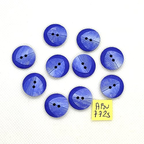 10 boutons en résine bleu - 18mm - abv7725