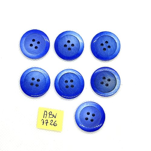 7 boutons en résine bleu - 22mm - abv7726