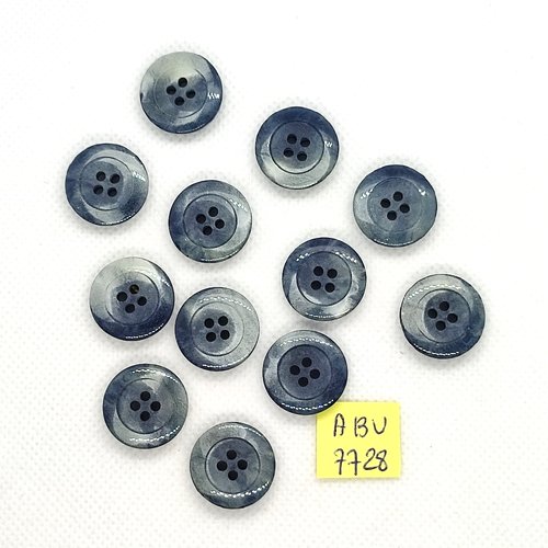 12 boutons en résine gris - 18mm - abv7728