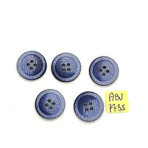 5 boutons en résine gris/bleu - 20mm - abv7735