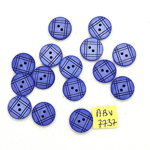15 boutons en résine bleu - 15mm - abv7737