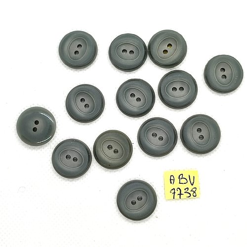 13 boutons en résine gris - 17mm - abv7738