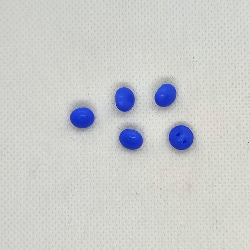 5 boutons en verre bleu - 8mm - bri655