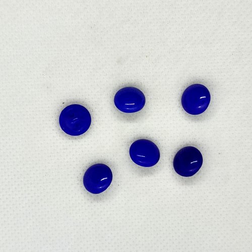 6 boutons en verre bleu - 10mm - bri655