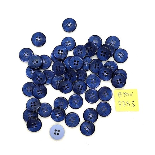 49 boutons en résine bleu foncé et clair - 11mm - abv7755