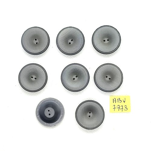 8 boutons en résine gris - 23mm - abv7773