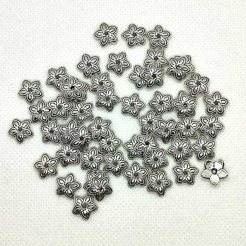 50 coupelles en métal argenté - 11mm - pour recouvrir les perles