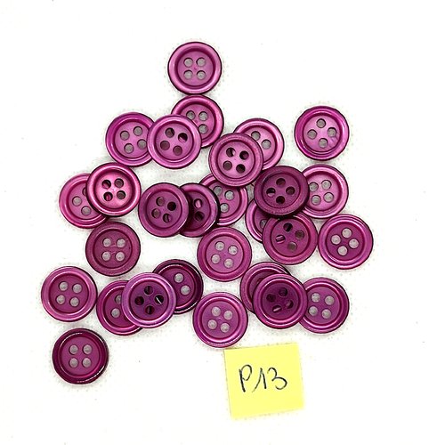 28 boutons en résine violet - 12mm - p13