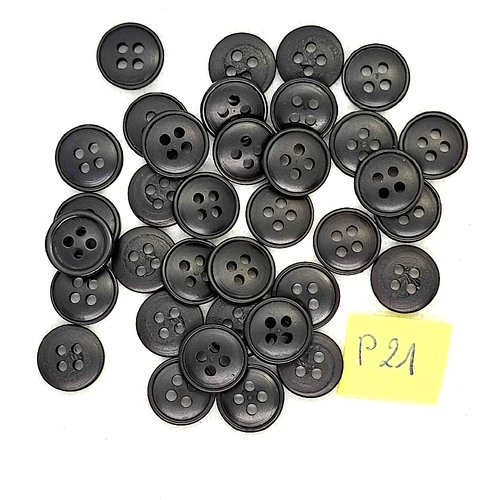 35 boutons en résine noir - 11mm - p21