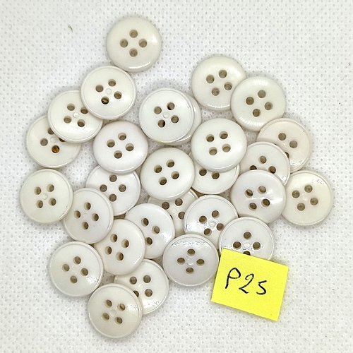 28 boutons en résine blanc cassé - 14mm - p25