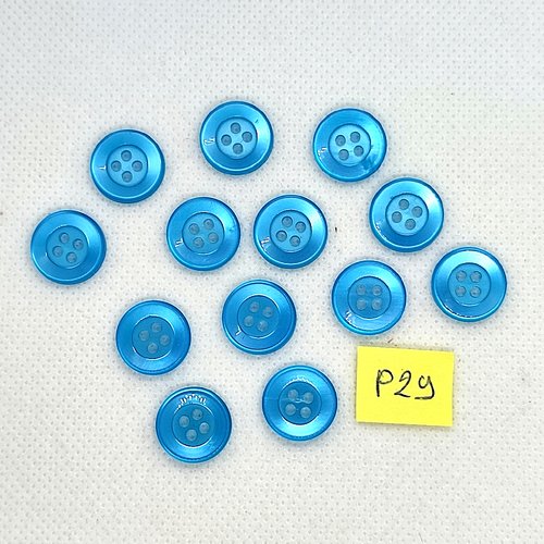 13 boutons en résine bleu - 14mm - p29