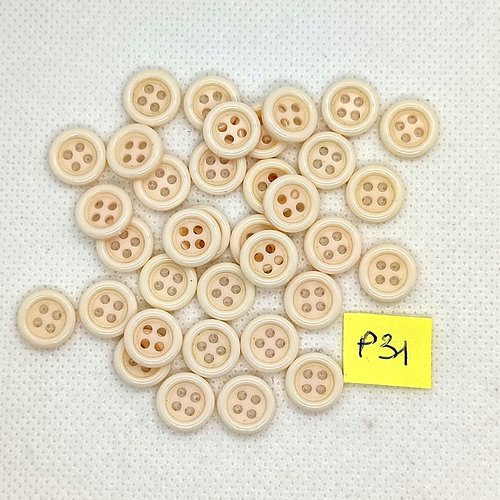 35 boutons en résine rose pale - 11mm - p31