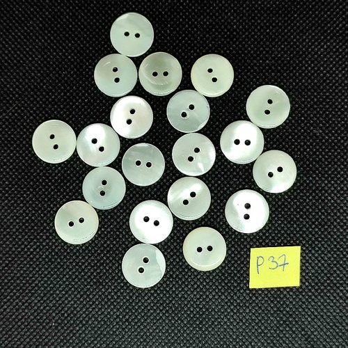 20 boutons en nacre blanc/ivoire - 15mm - p37