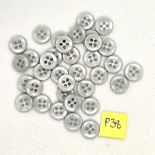 35 boutons en résine vert clair - 11mm - p38