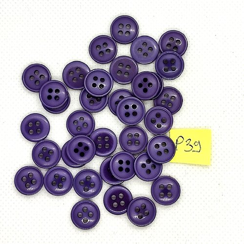 35 boutons en résine violet - 11mm - p39