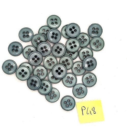 35 boutons en résine gris/vert - 11mm - p48