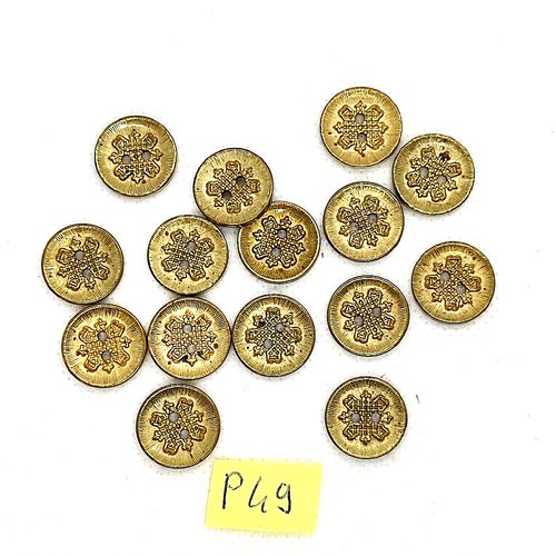 15 boutons en métal doré - 14mm - p49