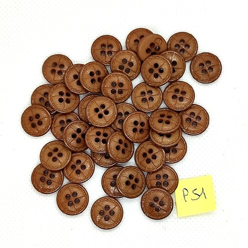 40 boutons en résine marron clair - 13mm - p51