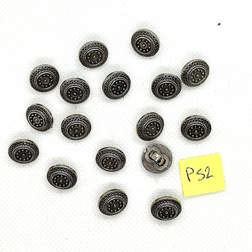 17 boutons en résine argenté - 12mm - p52