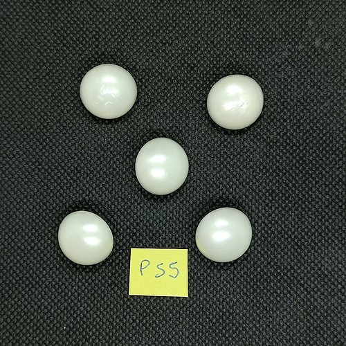 5 boutons en résine blanc - 18mm - p55