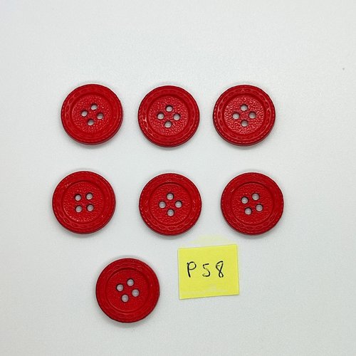 7 boutons en résine rouge - 20mm - p58