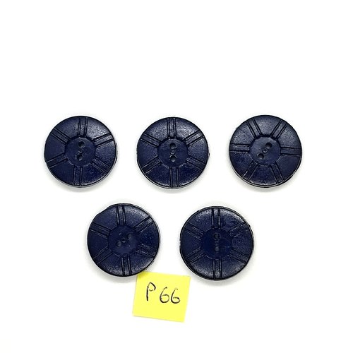 5 boutons en résine bleu foncé - 22mm - p66