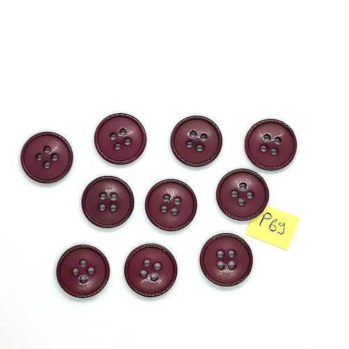 10 boutons en résine bordeaux - 18mm - p69