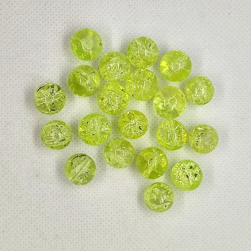 20 perles en verre craquelé - jaune - 12mm