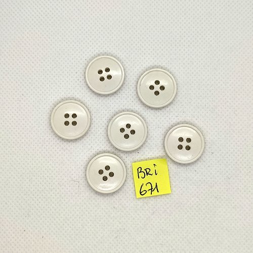 6 boutons en résine blanc - 18mm - bri671