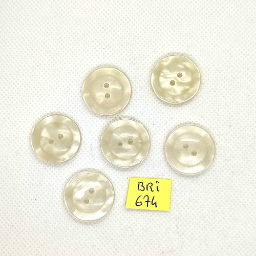 6 boutons en résine crème / blanc cassé - 22mm - bri674