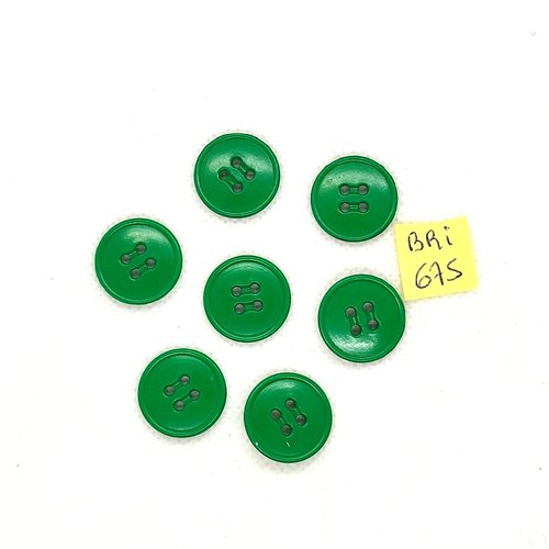 7 boutons en résine vert - 18mm - bri675