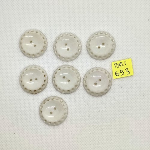 7 boutons en résine blanc cassé - 22mm - bri693