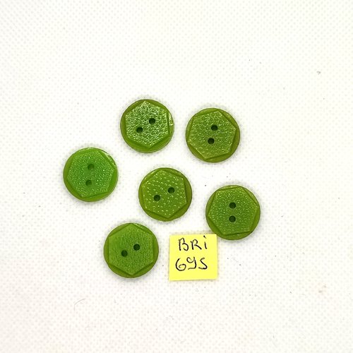 6 boutons en résine vert - 18mm - bri695