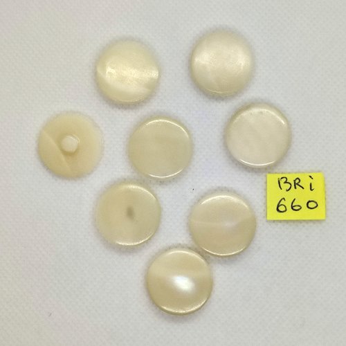 8 boutons en nacre blanc cassé / ivoire - 20mm - bri660