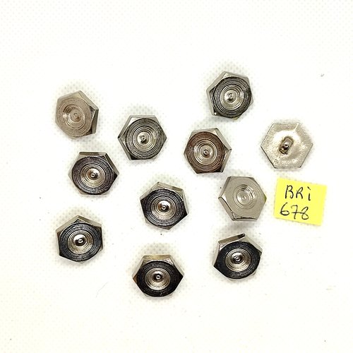 11 boutons en résine argenté - 15mm - br678