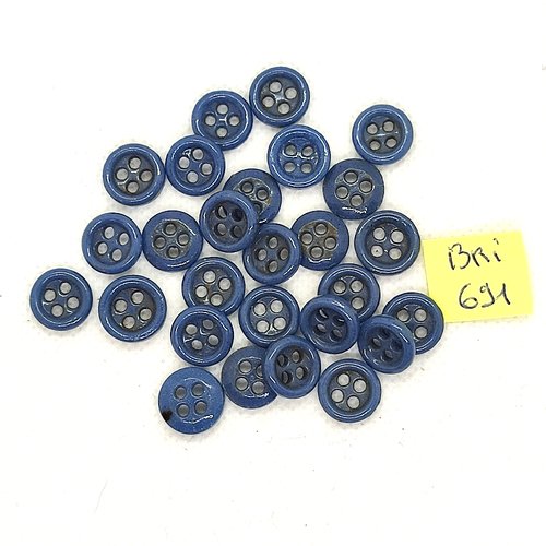 27 boutons en pate de verre gris/bleu - 11mm  - bri691