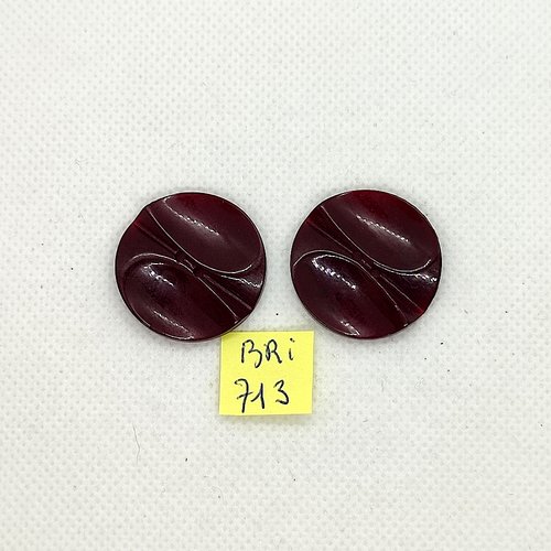 2 boutons en résine violet - 26mm  - bri713