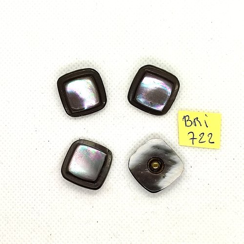 4 boutons en nacre gris - 19x19mm  - bri722