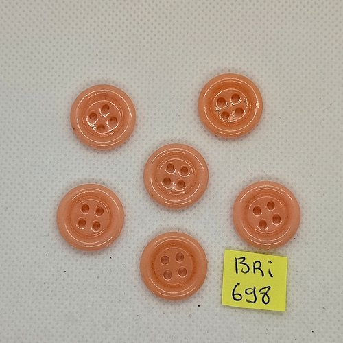 6 boutons en pate de verre rose - 18mm  - bri698