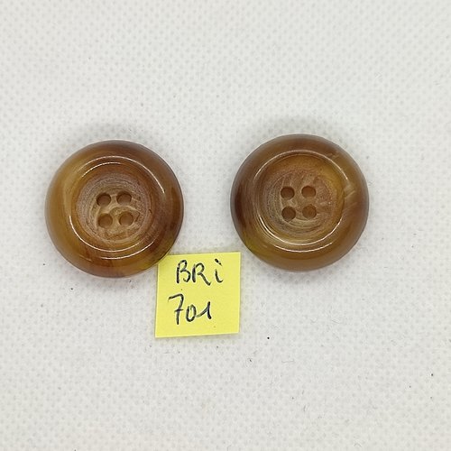 2 boutons en résine beige foncé - 25mm  - bri701